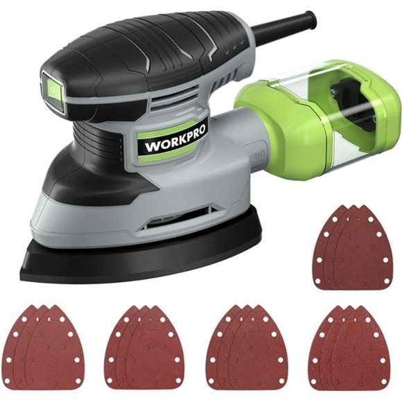WORKPRO Detail Sander, 13,000 OPM Compact Electric Sander with 15PCS Sanderpaper - Picture 1 of 6